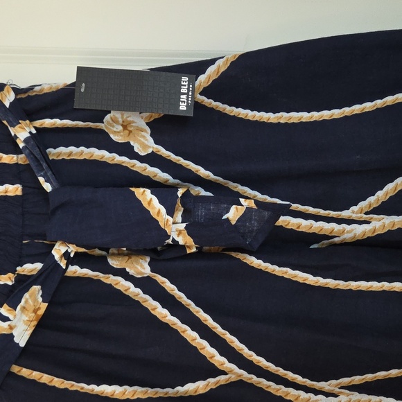 Navy and Gold Chain Wide Leg Pants - Picture 3 of 4